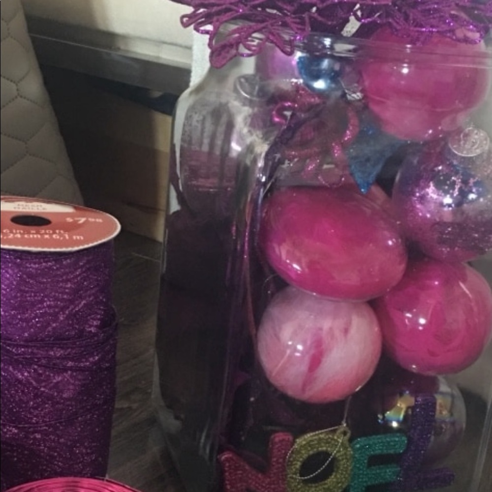 Pink and purple Christmas ornaments